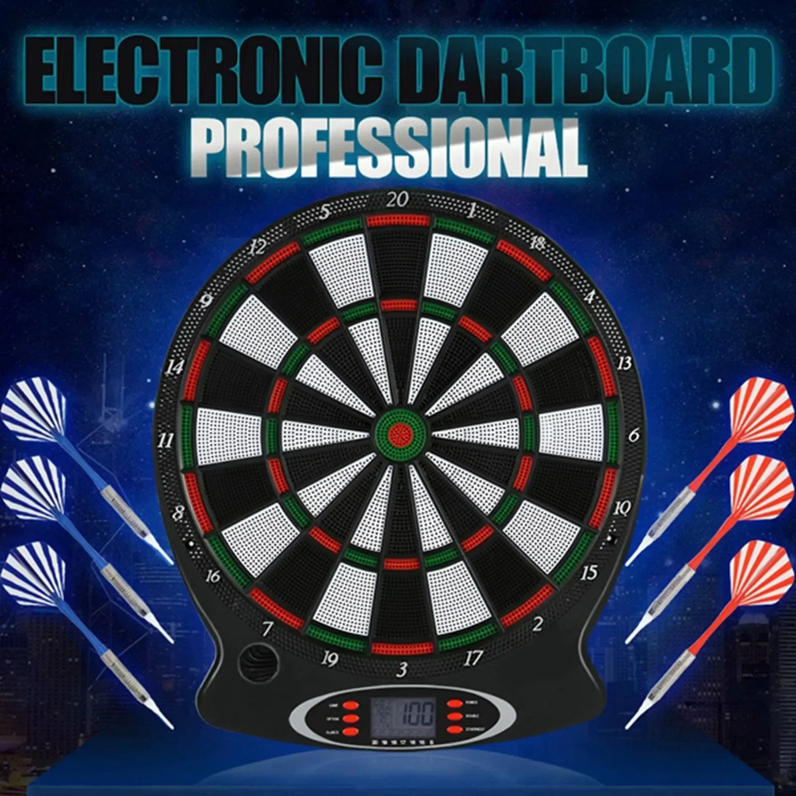 Electronic Dartboard Set | LCD Scoring | 6 Darts Included