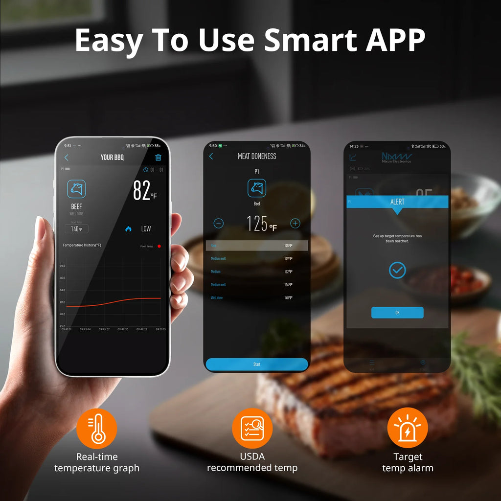 Wireless Meat Thermometer | BBQ & Oven | 150m Range