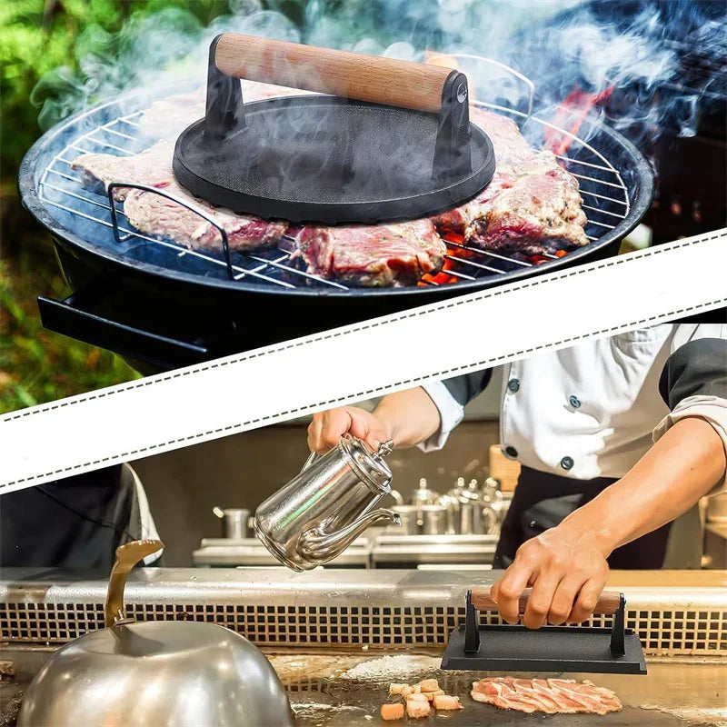 Cast Iron Smash Burger Press | BBQ Burger Smasher